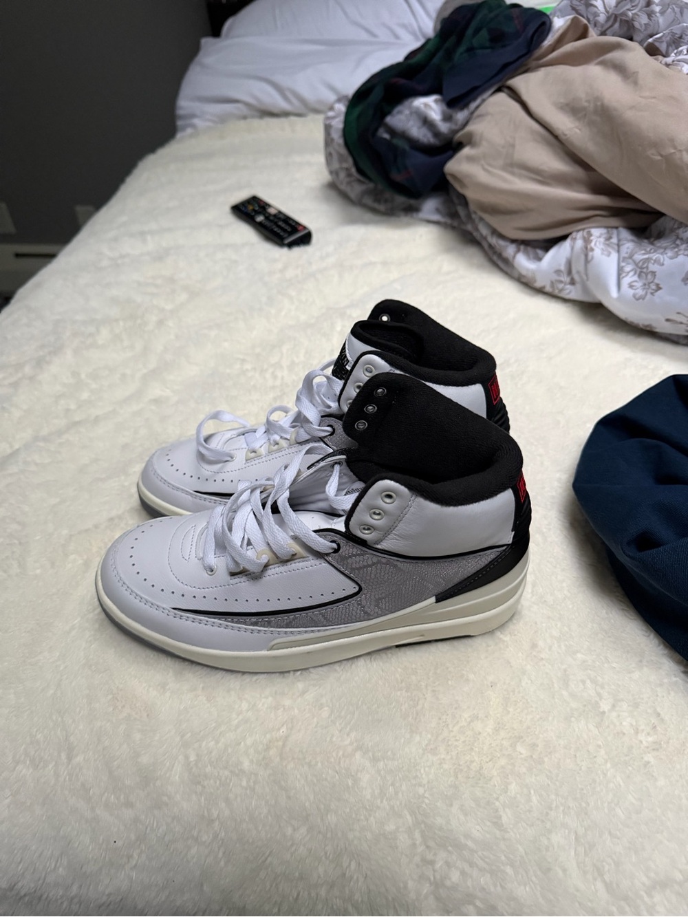 Jordan Kids High-Top Sneakers in White, Black and Red